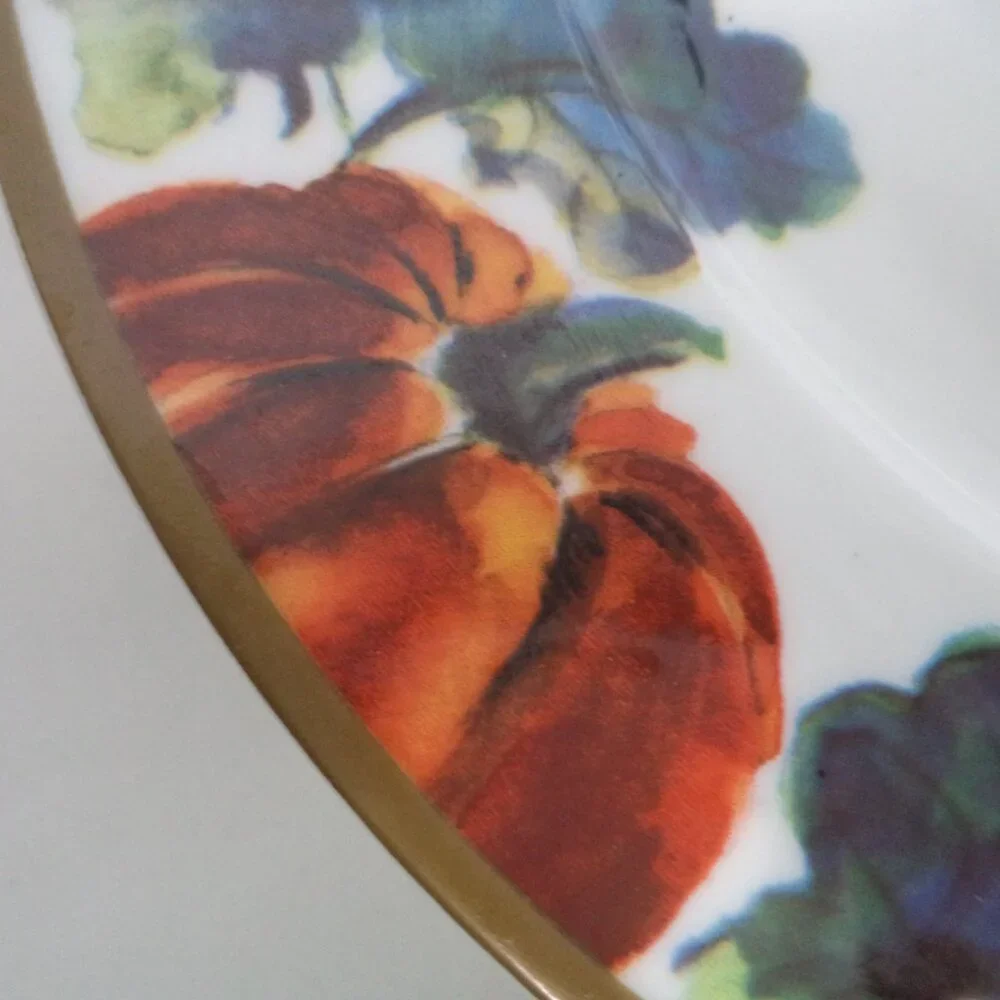 Ciroa Pumpkin Autumn Fall Thanksgiving Holiday Dinner Plate Set 6 Porcelain 11